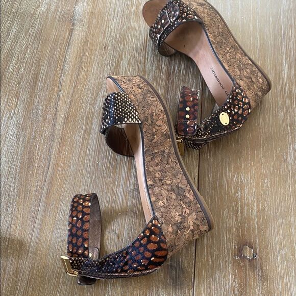 Adolfo Dominguez  hairy leather  wedges sandals 8 - Picture 5 of 7